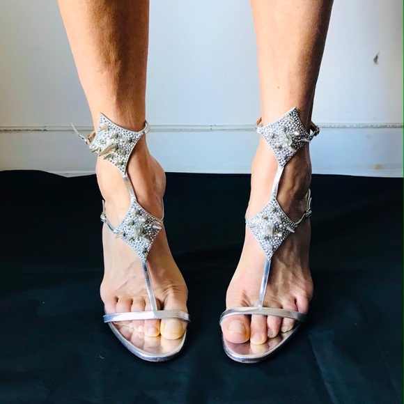 Christian Louboutin Silver Heels - Picture 1 of 3